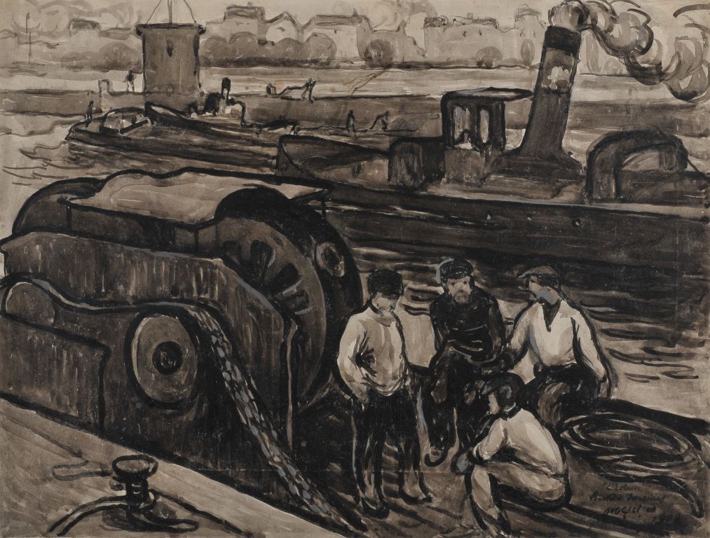 <em>L'Ecluse de Suresnes</em>, 1908<br />
Mine graphite, lavis d'encre et gouache sur carton<br />
31,1 x 41 cm<br />
Acquis en 2012 (inv. 2012.8.1)<br />
Photo Jean Bernard
