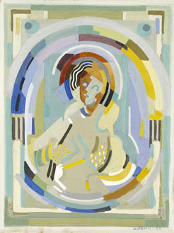 <em>Figure dans un arc-en-ciel</em>, 1934<br />
Gouache sur carton<br />
27 x 24,8 cm<br />
Legs André Dubois, 2004 (inv. 2005-19)
