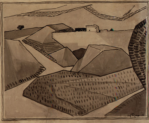 <em>Paysage</em>, 1910<br />
Encre et lavis sur papier<br />
37 x 46 cm<br />
Acquis en 2003 (inv. 2003.16)