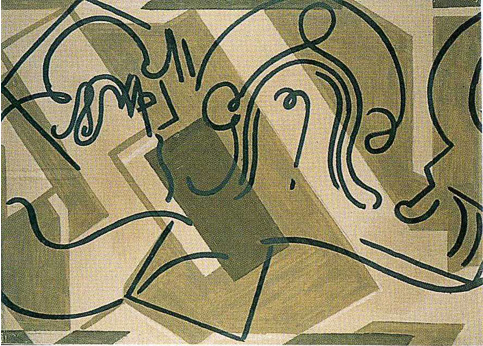 V. <em>Simon de Cyrène aide Jésus à porter sa croix</em>, 1951<br />
Gouache sur carton<br />
77 x 106,8 cm<br />
Don de Juliette Roche-Gleizes, 1954 (inv. 1954-144)