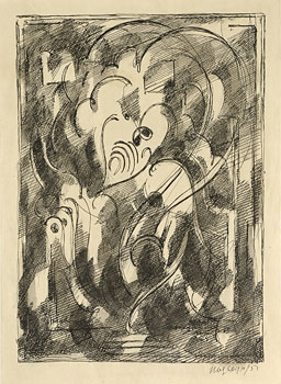 <em>Arabesque</em>, 1951<br />
Encre et lavis sur papier<br />
27 x 20 cm<br />
Legs André Dubois, 2004 (inv. 2005-25)