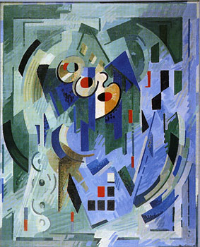 <em>Pour l'esprit - Les Verts</em>, 1939<br />
huile sur toile<br />
183 x 148 cm<br />
Collection particulière