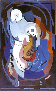 <em>Vierge à l'Enfant</em>, 1932-1934<br />
Huile sur toile<br />
166 x 105 cm<br />
Don Juliette Roche-Gleizes, 1968 (inv. 22.704)