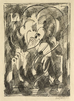 <em>Arabesque</em>, 1951<br />
Encre noire sur papier<br />
17,5 x 12,5 cm<br />
Lyon, musée des Beaux-Arts<br />
Photo Alain Basset