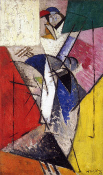 <em>La Parisienne (Juliette Roche)</em>, 1915<br />
Huile sur toile<br />
62 x 37 cm<br />
Don de Juliette Roche-Gleizes, 1954 (inv. 1954-119)