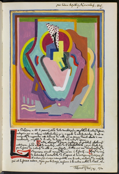 <em>Page du livre d'or de Léonce Rosenberg</em>, 1930<br />
Gouache sur papier<br />
22 x 15 cm<br />
Legs de Lucienne Rosenberg, 1995 (AM 2000-206(14))