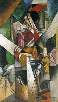 <em>La Dame aux bêtes (portrait de Mme Duchamp-Villon)</em>, 1914<br />
Huile sur toile<br />
196,4 x 114,1 cm<br />
Acquis en 1940 (inv. 76.2553 PG17)
