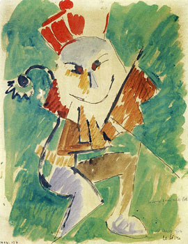 <em>Le Lion</em> <br />
Étude de costume pour Le Songe d'une nuit d'été, 1914<br />
Aquarelle, gouache et encre brune sur papier<br />
27 x 21,1 cm<br />
Lyon, musée des Beaux-Arts<br />
Photo Alain Basset