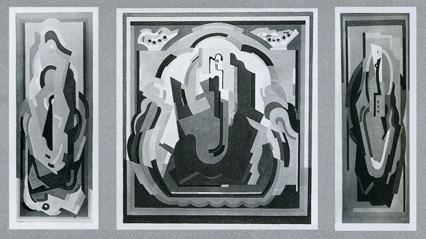 Albert Gleizes, <em>Triptyque provenant du décor de la chambre de Jacqueline Rosenberg</em>, vers 1931 <br />
(Centre Pompidou, musée national d'art moderne/cci, bibliothèque Kandinsky, fonds Rosenberg) 