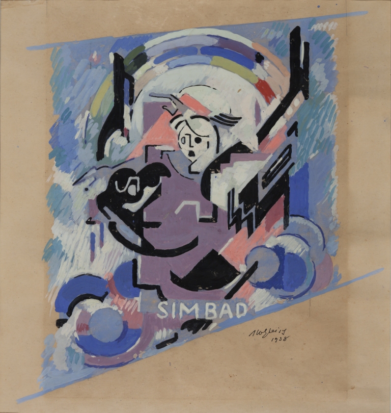 <em>Etude pour Simbad</em>, 1938<br />
Gouache sur papier<br />
60 x 47,5 cm<br />
Acquis en 2000 (inv. 2000.11)
