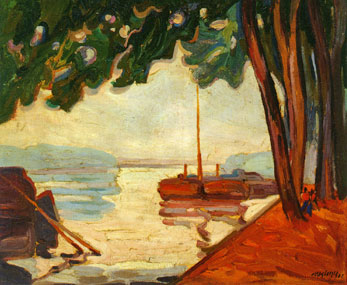 <em>Péniches sur la Seine</em>, 1908<br />
Huile sur toile<br />
54 x 65 cm<br />
Acquis en 1990 (inv. 90.9.22)