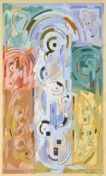 <em>Etude pour Peinture à sept éléments</em>, 1942<br />
Gouache sur papier<br />
35,5 x 23 cm<br />
Legs André Dubois, 2004 (inv. 2005-22)