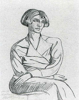 <em>Portrait de Claire Goll</em>, 1921<br />
Crayon sur papier<br />
26 x 21 cm<br />
Acquis en 1973 (inv. 515.023 (6)) 
