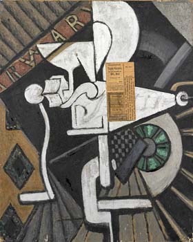 <em>Nature morte au hachoir</em>, 1917<br />
Huile et papier collé sur toile<br />
53 x 43,5 cm<br />
Paris, Fondation Albert Gleizes