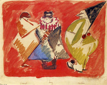 <em>Le Mur, Pyrame et Thisbé</em>, 1915<br />
Aquarelle, plume et encre noire (ou brune) sur papier<br />
21 x 27 cm<br />
Don de Juliette Roche-Gleizes, 1954 (inv. 1954-133)