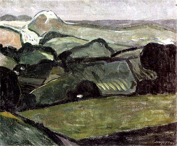 <em>Paysage des Pyrénées</em>, 1908<br>
Huile sur toile<br>
54 x 64,8 cm<br>
Don Juliette Roche-Gleizes, 1963 (inv. 63.1667)