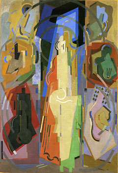 <em>Peinture à sept éléments</em>, 1924-1934<br />
Huile sur toile<br />
261 x 181 cm<br />
Don Juliette Roche-Gleizes, 1964 (inv. AM 4220 P)<br /><br />

En dépôt au musée d'Art moderne de Saint-Etienne Métropole depuis 1986